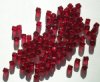 100 5mm Transparent Garnet Cube Beads